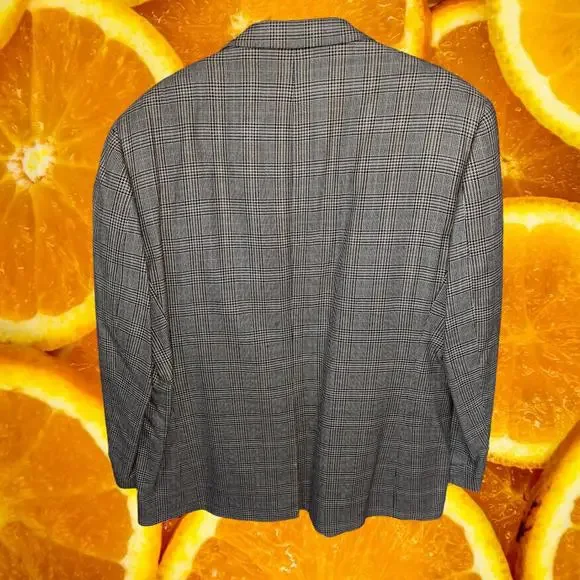 Chaps 100%‎ Silk Tan and Black Plaid Blazer Size 46R